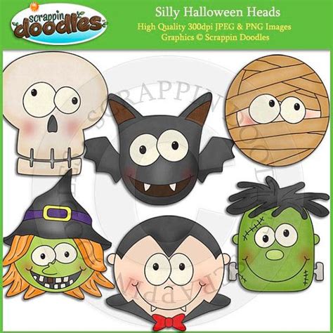 Silly Halloween Heads Clip Art By Scrappindoodles On Etsy 200