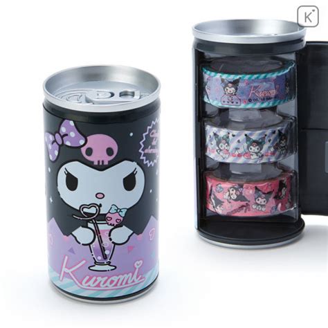 Japan Sanrio Washi Masking Tape 3 Rolls Set Can Kuromi Kawaii Limited
