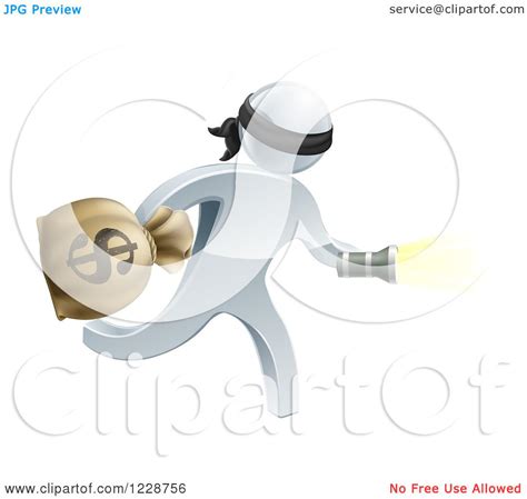 Compare with similar money bag tattoo. Clipart of a 3d Silver Masked Robber Running with a Money Bag and Flashlight - Royalty Free ...
