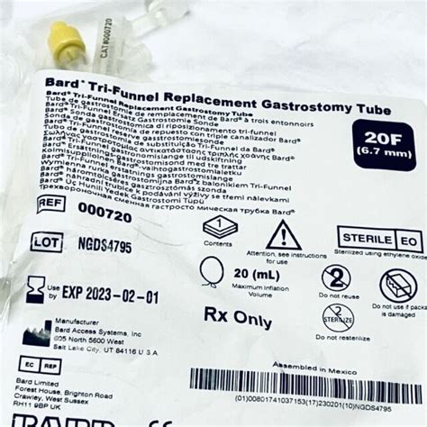 New Bard 000720 Tri Funnell Replacement Gastrostomy Tube Disposables