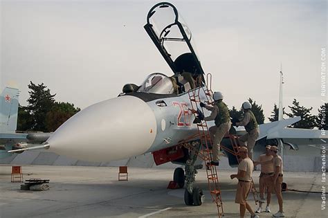 Russian Pilots Climb To Their Su 30 Jet At Hemeimeem Airbase Syria