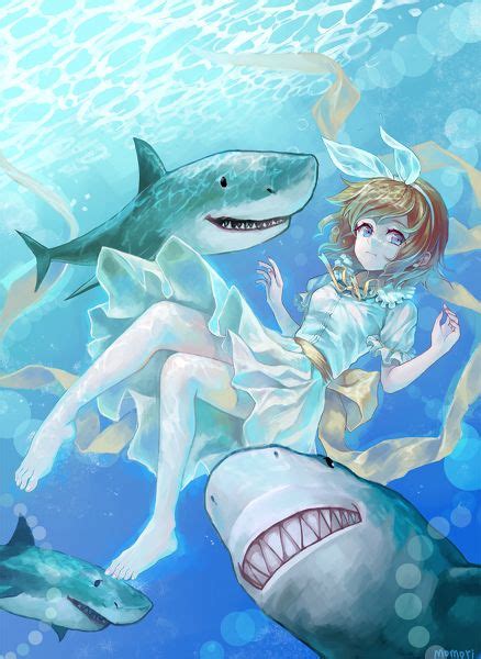 Girl With Sharks Shark Week Anime Shark Art