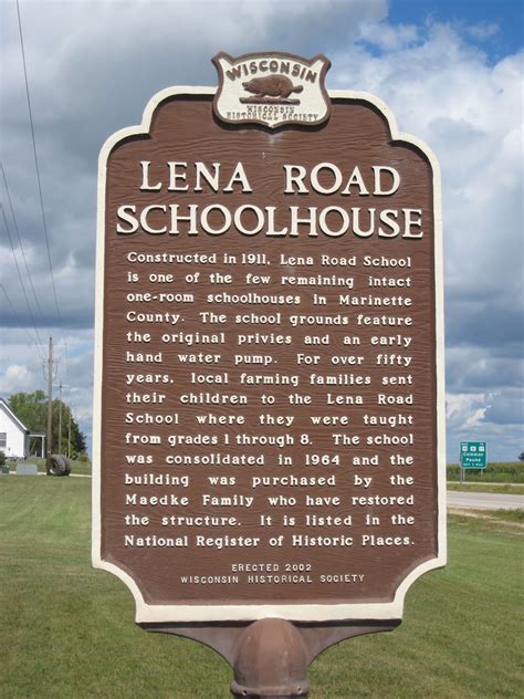 Wisconsin Historical Markers Marker 477 Lena Road Schoolhouse