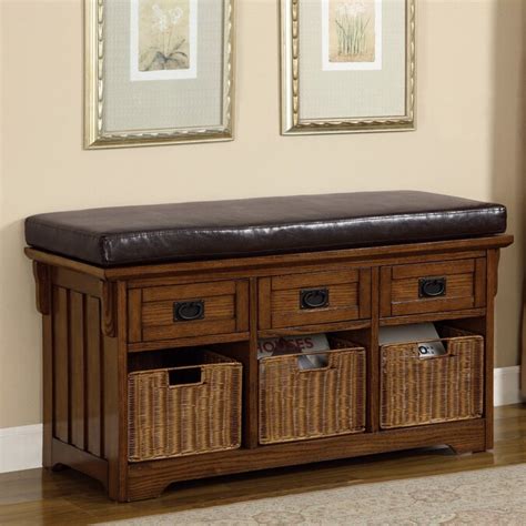 Coaster Fine Furniture Missionshaker Medium Brown Storage Bench In The