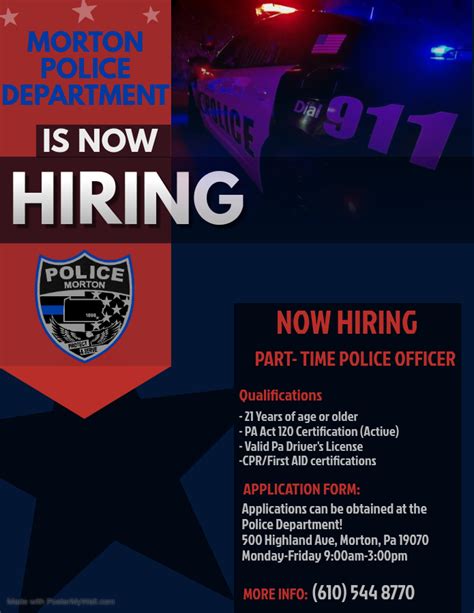 Police Department Now Hiring Part Time Police Officers 121 Years In