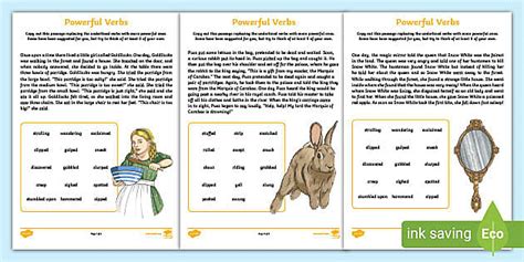 Powerful Verbs Worksheets Primary Resources Teacher Made
