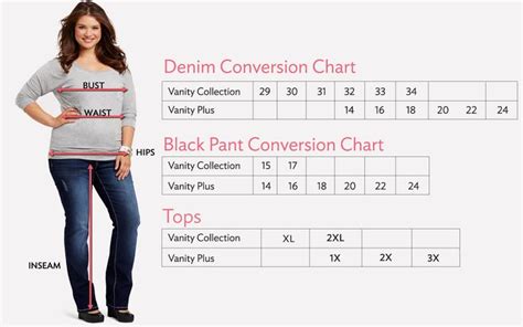 Vanity Jeans Size Chart