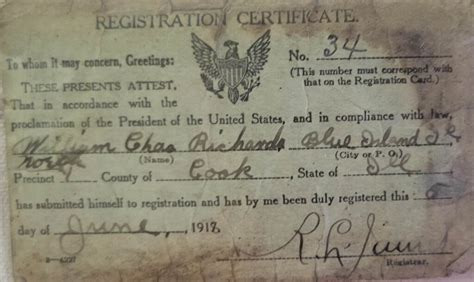 Wwi Draft Registration Documents American Militaria Reference