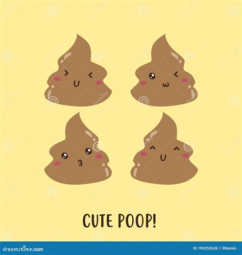 Happy Poop Isolated On White Background Simple Hand Drawn Vector