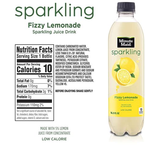Minute Maid Lemonade Nutrition Label
