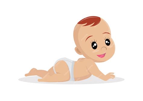 Personaje De Dibujos Animados Pequeño Bebé Gateando Vector Premium
