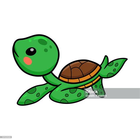 Cute Little Turtle Cartoon Swimming Stock Illustration Download Image