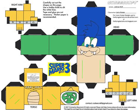 Larry Koopa From Super Mario 3 Paper Toy Free Printable Papercraft