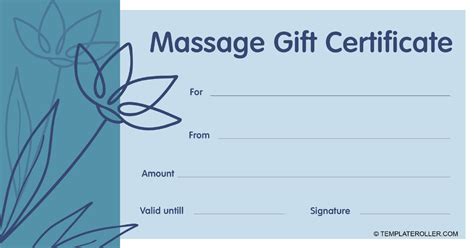 massage t certificate template blue download printable pdf templateroller