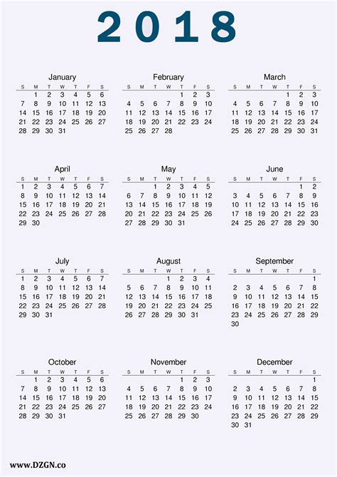 2018 Calendar Printable 2018 Printable Calendars Posters