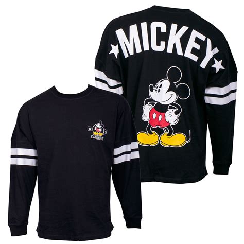 Disney Mickey Mouse Striped Sleeve Black Long Sleeve Shirt Small