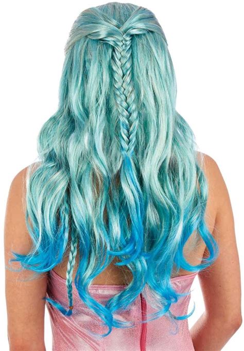 High Quality Womens Mermaid Turquoise Wig Packet Contains A Turquoise