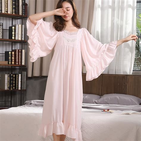 Pregnant Womens Long Sleeping Dress Nightgown Ruffles Sleeve Maternity Nightdress Elegant