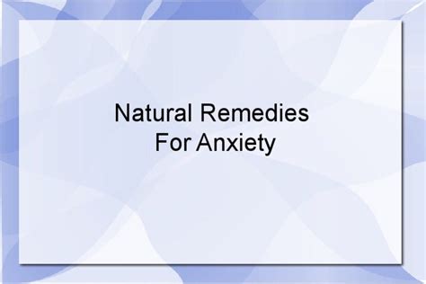 Natural Remedies For Anxiety