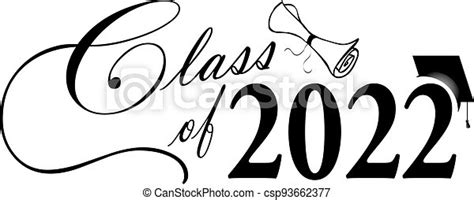 Class of 2022 script graphic with diploma and graduation cap black and
