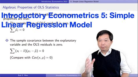 Simple Linear Regression Model Introductory Econometrics 5 Youtube