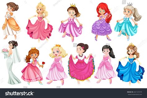 Will & mandy chapter three: Princess In Different Beautiful Dresses Stock Vector ...