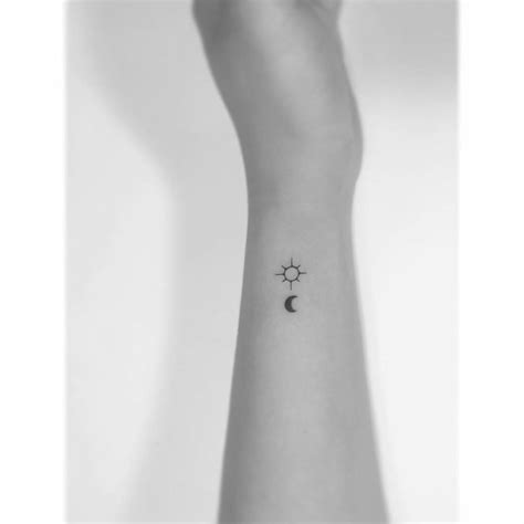 Sun And Moon Tattoo Located On The Wrist Minimalistic