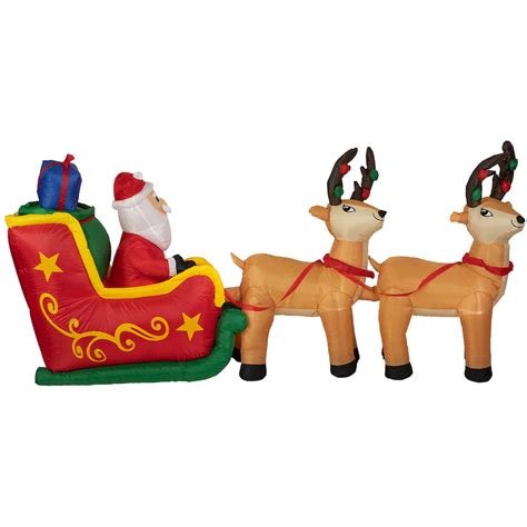 Northlight 8 Inflatable Santa S Sleigh And Reindeer Outdoor Christmas Decoration The Home