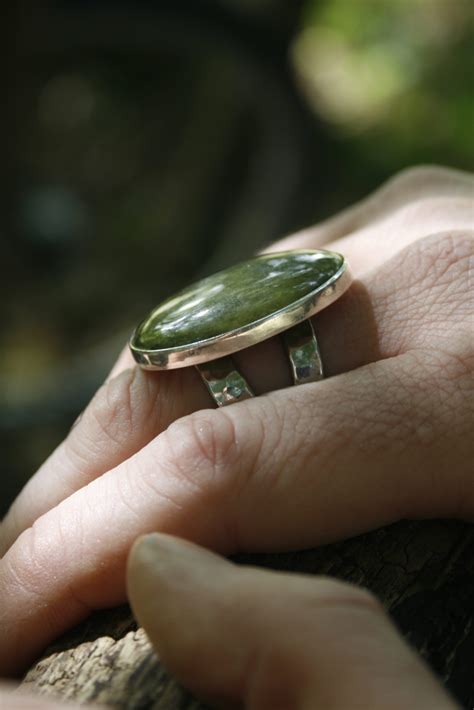 Zilveren Ring Met Groene Prehniet Steen Veldjuwelen