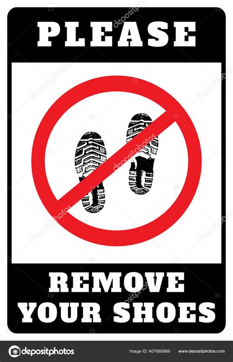 Remove Your Shoes Sign Please Remove Your Shoes Notice Stock Vector