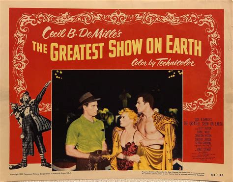 Lot The Greatest Show On Earth Original 1952 Vintage Lobby Card
