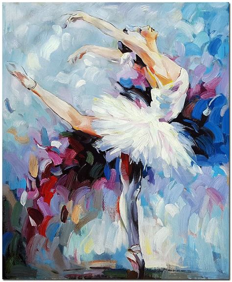 Hand Painted Ballet Dancer Oil Painting 60x50cm Impressionist