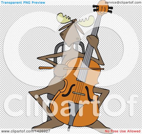 Clipart Of A Cartoon Musician Moose Playing A Cello Royalty Free