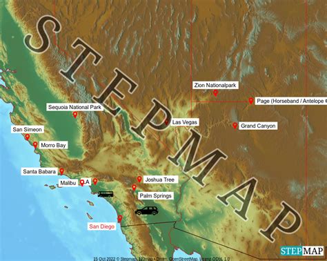 Stepmap Usa Westküste Landkarte Für Nordamerika