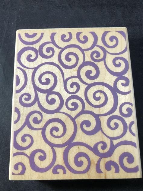 Geometric Swirl Background Used Rubber Stamp View All Photos Etsy