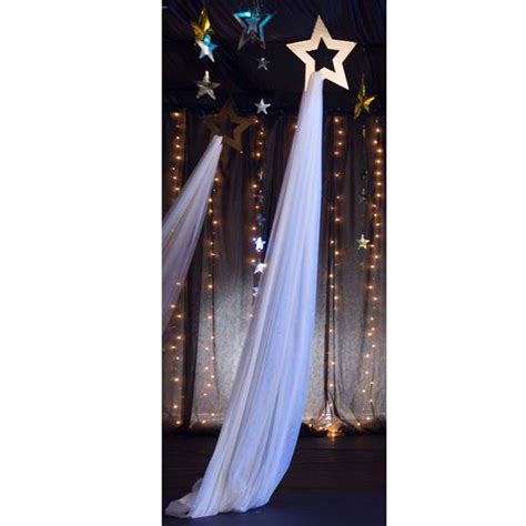 Gold Hanging Shooting Stars With Fabric Starry Night Prom Star