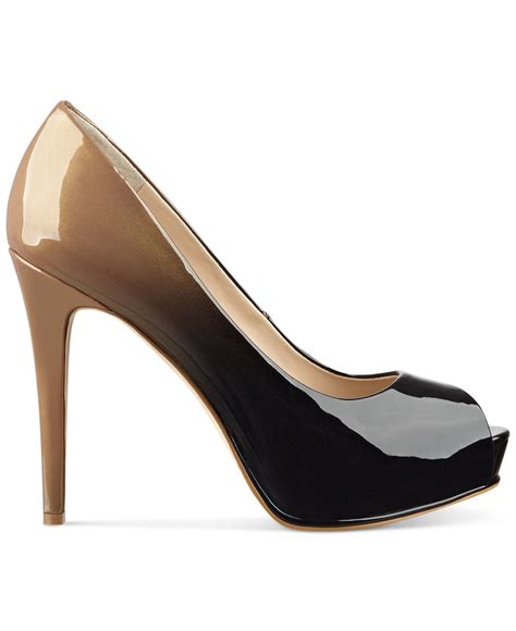 Guess Womens Honora Peep Toe Platform Pumps In Black Lyst