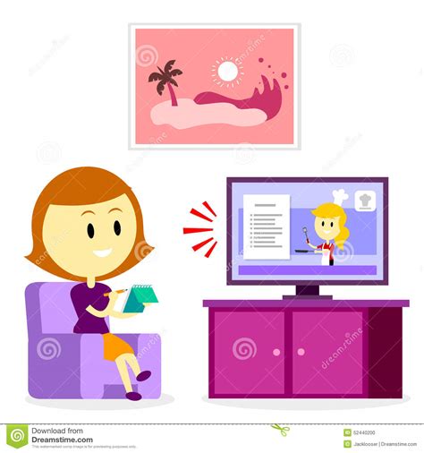 Woman Watching A Cooking Show Stock Vector Image 52440200