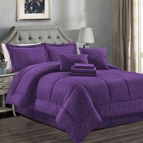 Jml Purple Queen Comforter Set 10 Pieces Bedding Set Bed In A Bag