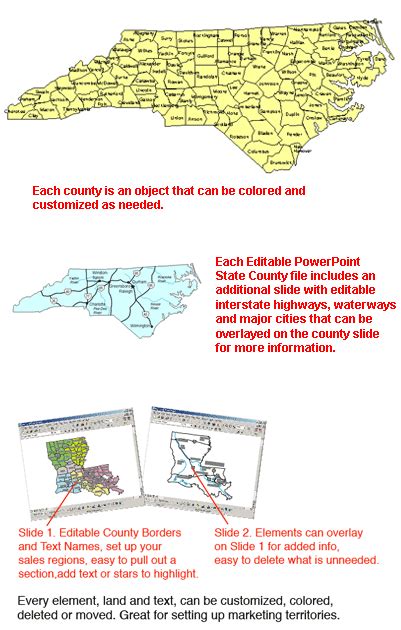 North Carolina Editable US Detailed County And Highway PowerPoint Map