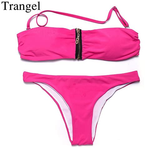 Buy Trangel Bandeau Bikini 2017 Swimwear Women Halter