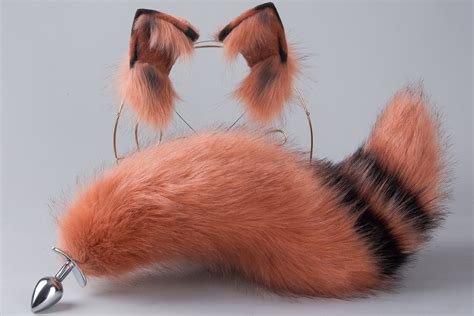 Faux Fur Curvy Fox Tail Plug And Ear Neko Ear And Tail Set Etsy