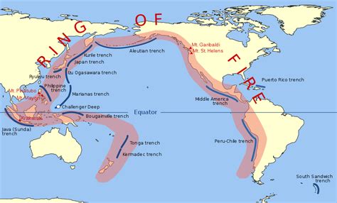 Most of the world's earthquakes and approximately 75 percent of the world's volcanoes occur within the ring of fire. File:Pacific Ring of Fire.svg - Wikimedia Commons