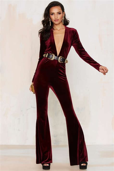 Bell It Like It Is Velvet Jumpsuit Red Incredible Clothing Red