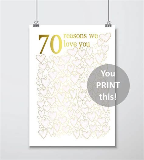 70th Birthday T For Mom Printable Gold And Pink 70th Etsy 75th