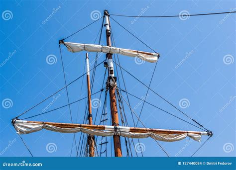 Mast Of An Old Sea Ship Pirate Wooden Ship Stock Photo Image Of