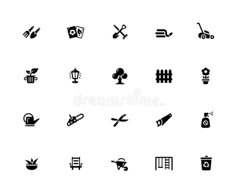 Gardening Icons 32 Pixels Icons White Series Stock Vector