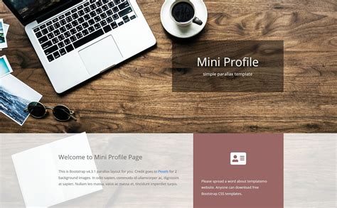 Mini Profile - Free Bootstrap HTML Template - DesignHooks