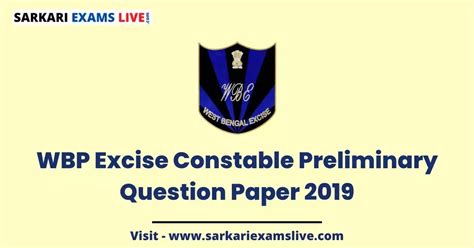 WBP Excise Constable Preliminary Question Paper 2019 PDF In Bengali