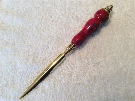 Fancy Letter Opener With Pink Swirl Hand Turned Handle